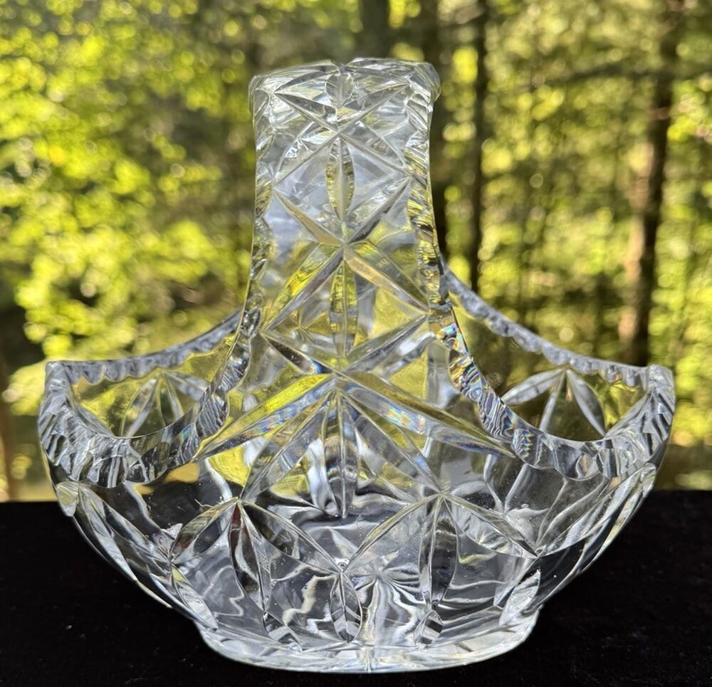 Irena Crystal Basket: Polish Hand-Cut • 24% Lead • Artisan Splendor -S1